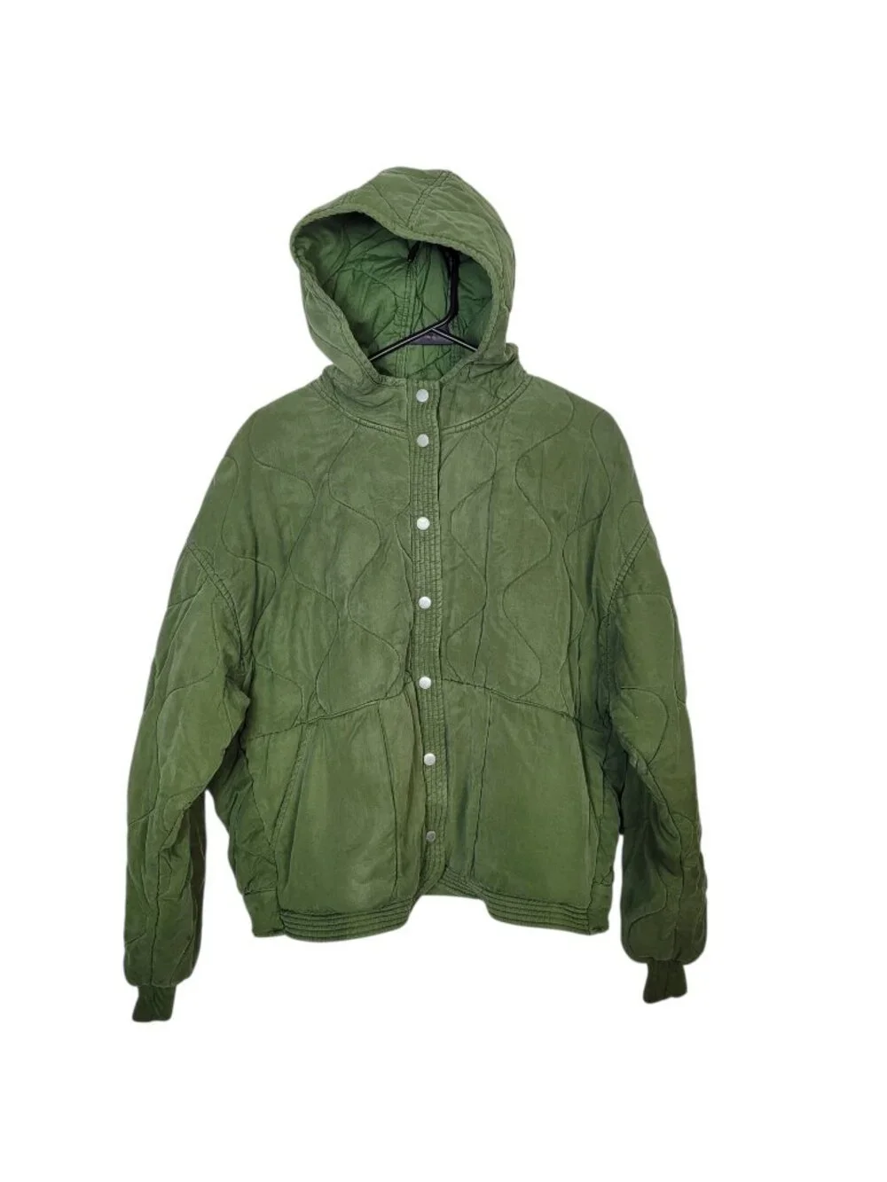 BlankNYC Hooded Quilted Jacket Snap Front Closure Side Slant Pockets Size MED